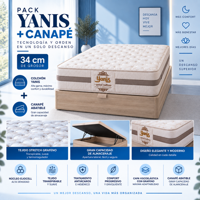 Pack canapé + colchón Yanis 34 cm