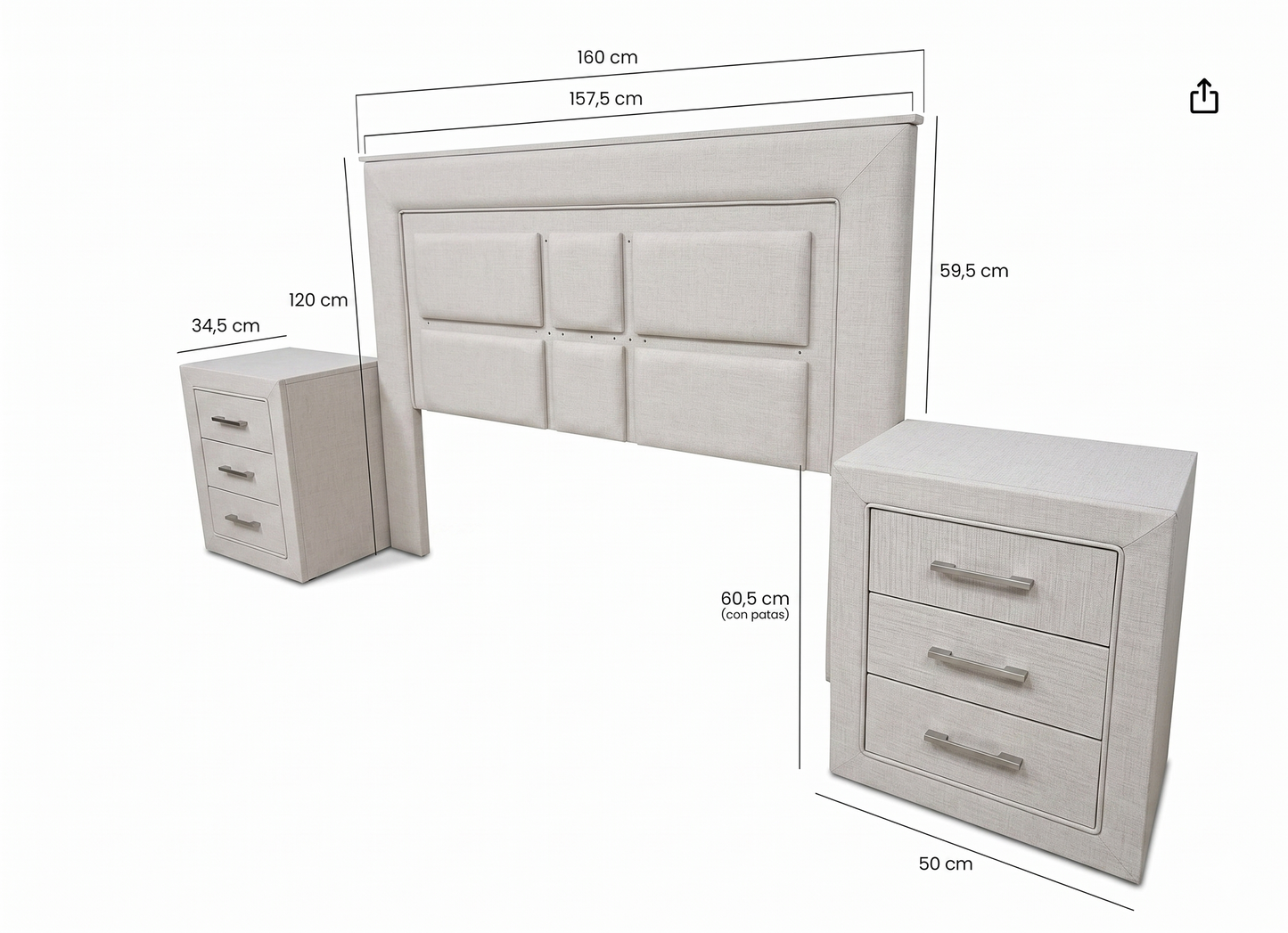 Pack Dormitorio Sara Mesitas y Cabecero