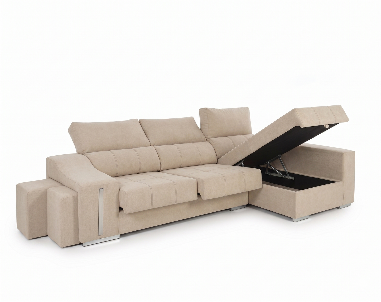 Sofá Chaiselongue Oscar + 2 Pufs integrados