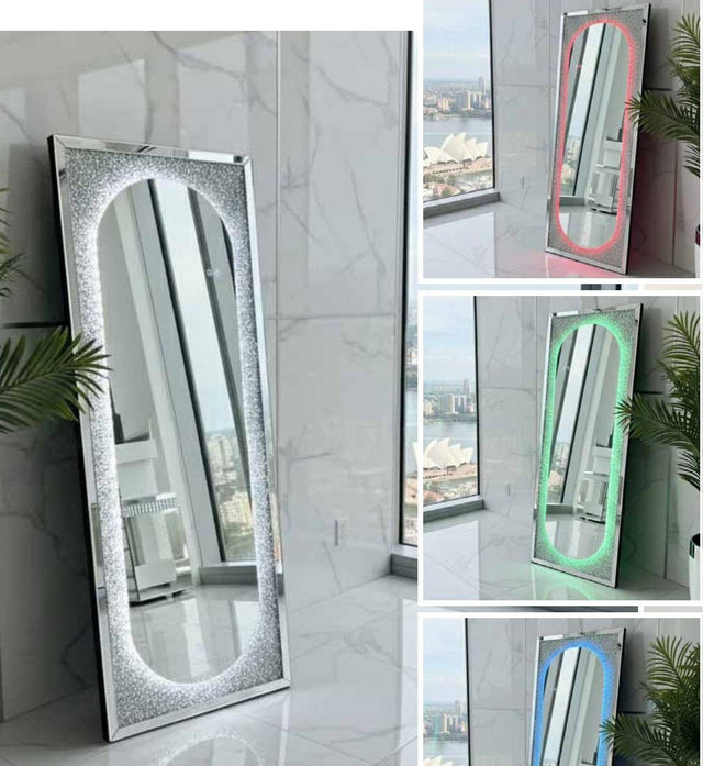 Espejo vestidor de pared con luz LED táctil 160 cm