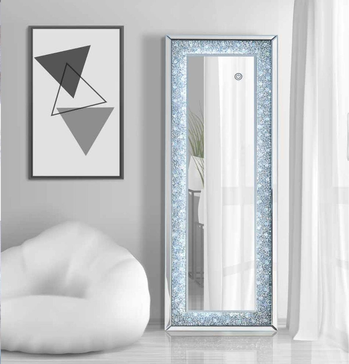 Espejo vestidor de pie con luz LED táctil 160 cm