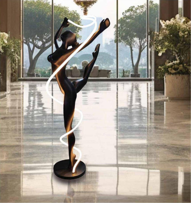 Escultura de bailarina negra con luz LED 185 cm