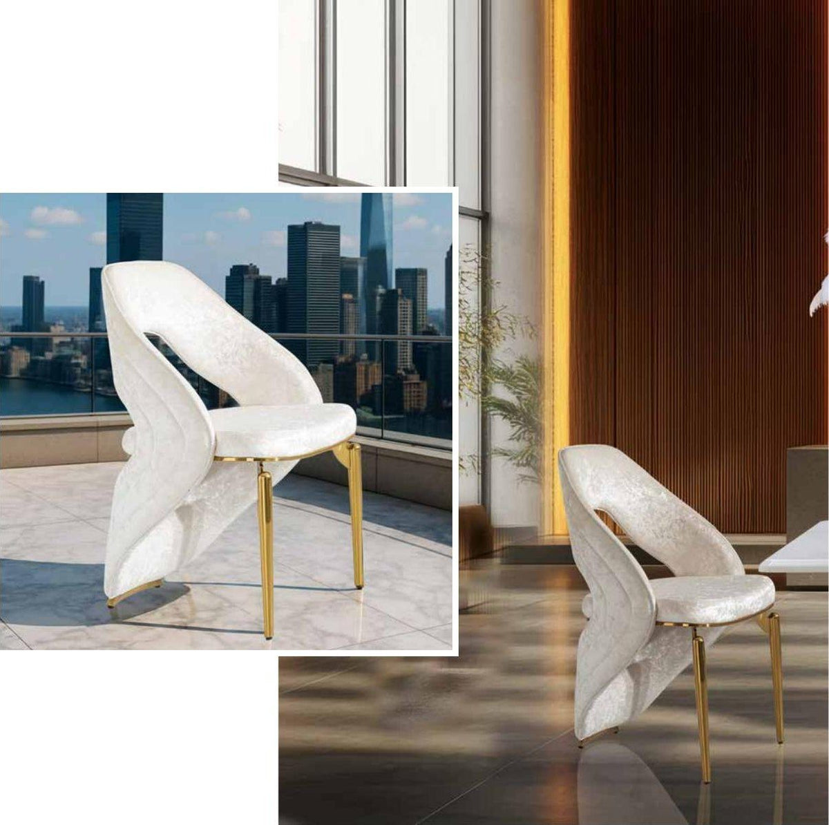 Mesa de comedor de mármol blanco y pie dorado 200 cm