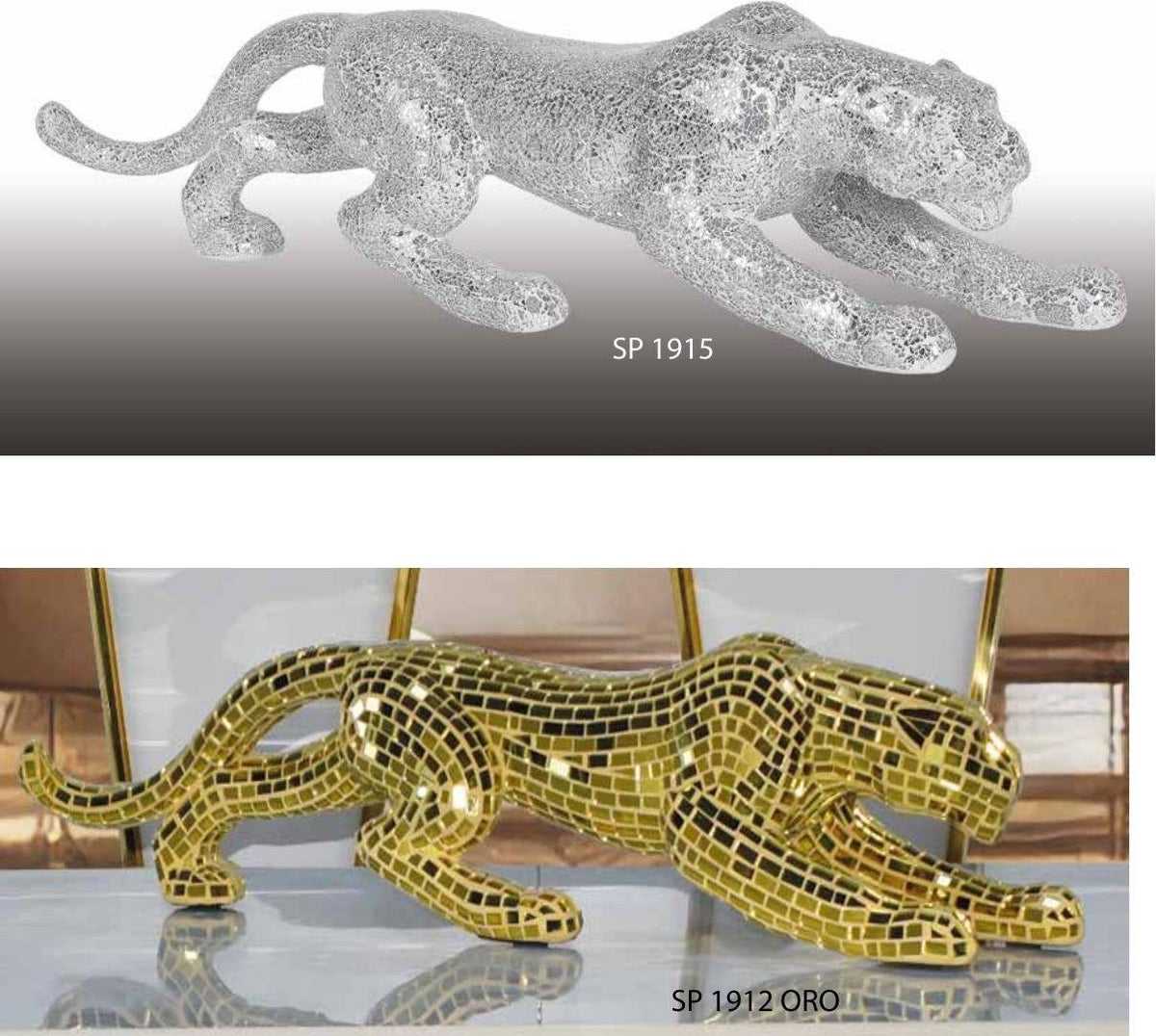 Figura de pantera de mosaico craquelado