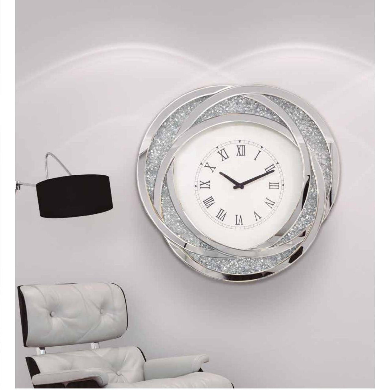 Reloj de pared redondo plateado 58 cm