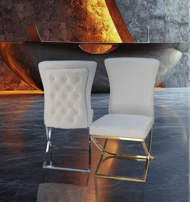 Silla de comedor capitoné blanca de polipiel