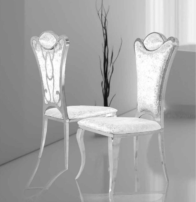 Silla de comedor de terciopelo blanco o plata