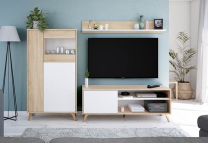 Mueble Comedor TV salón Aura + Estante y Vitrina