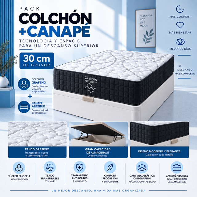 Pack canapé + colchón Grafeno Max 30 cm