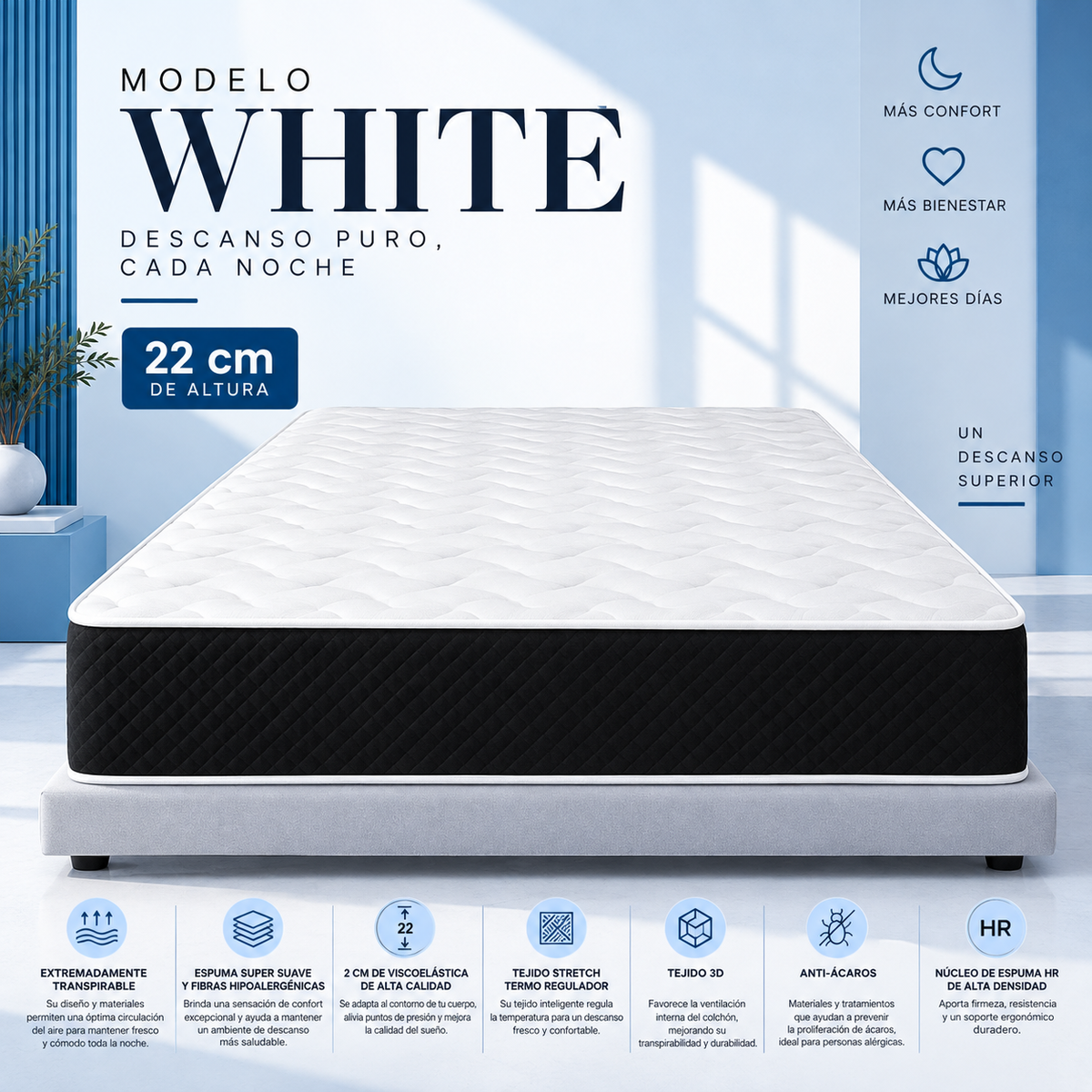 Colchón White 24 Espuma HR
