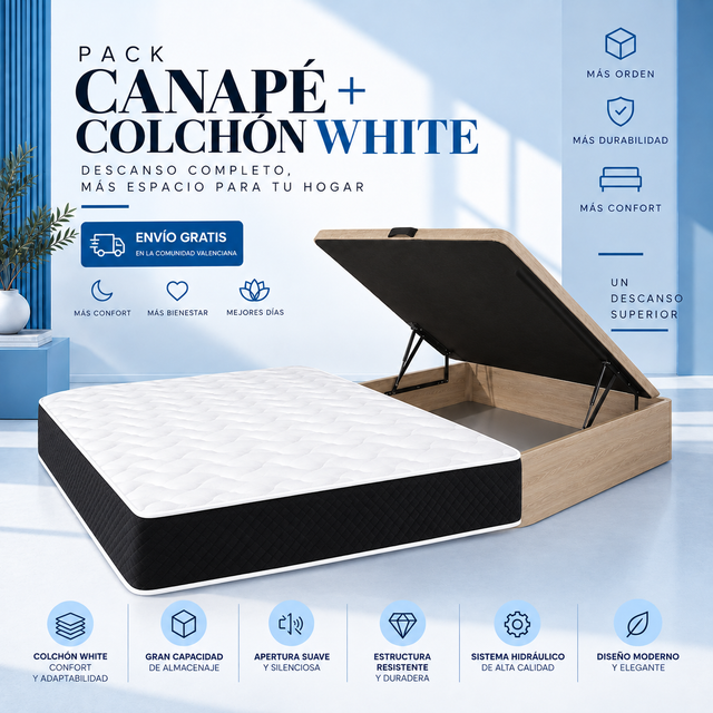 Pack canapé + colchón White 24 cm
