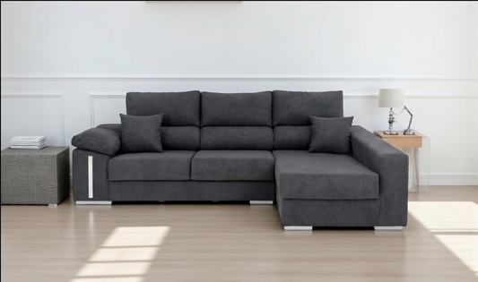 Sofá Chaiselongue Oscar + 2 Pufs integrados