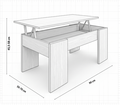Mesa de centro elevable