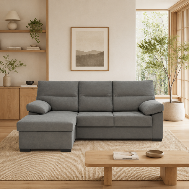 Sofá Chaiselongue PIRINEO 3 Plazas 206cm Tela Antimanchas