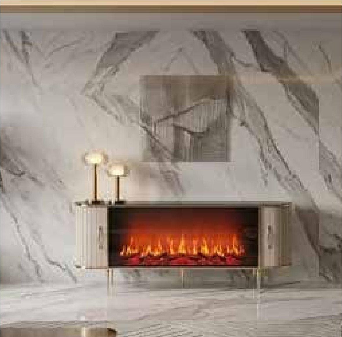 Chimenea eléctrica decorativa con puerta y Bluetooth 180 cm