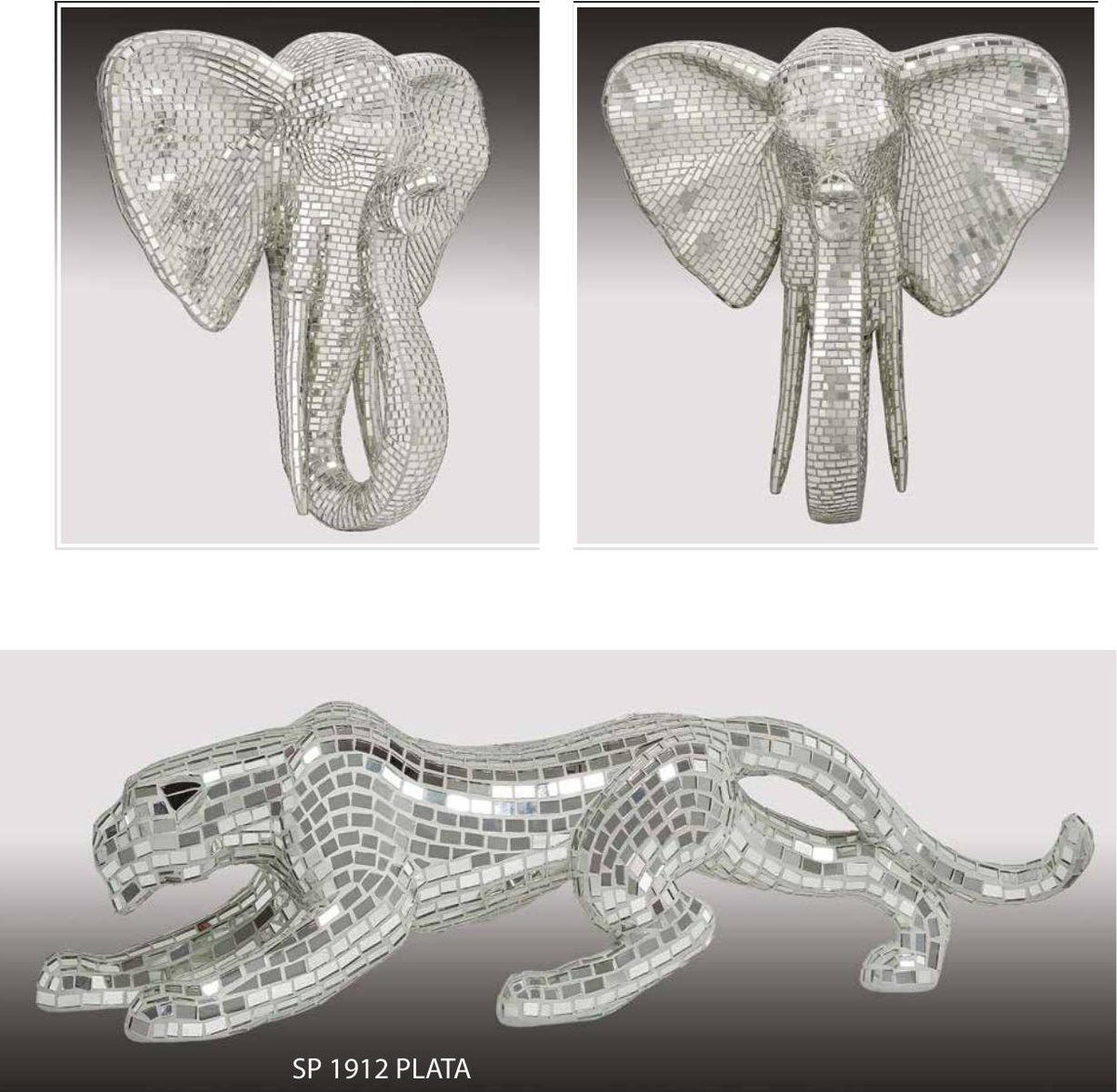 Figura de elefante de mosaico de espejo