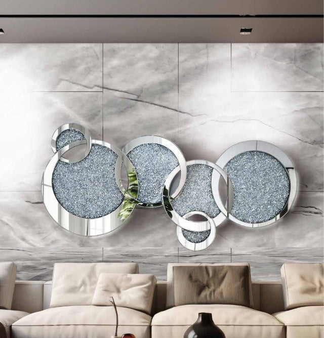 Espejo de cristal con círculos para pared