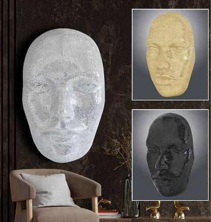 Escultura de cara en mosaico de espejo