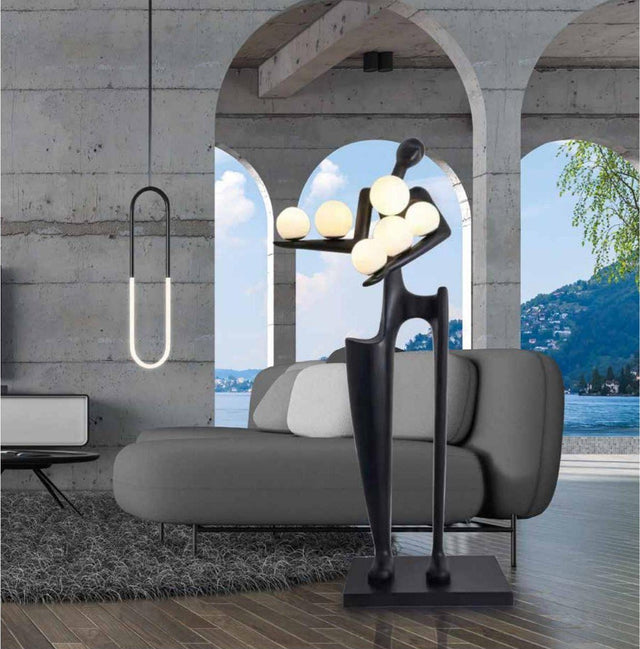 Escultura de mujer negra con bolas de luz 190 cm