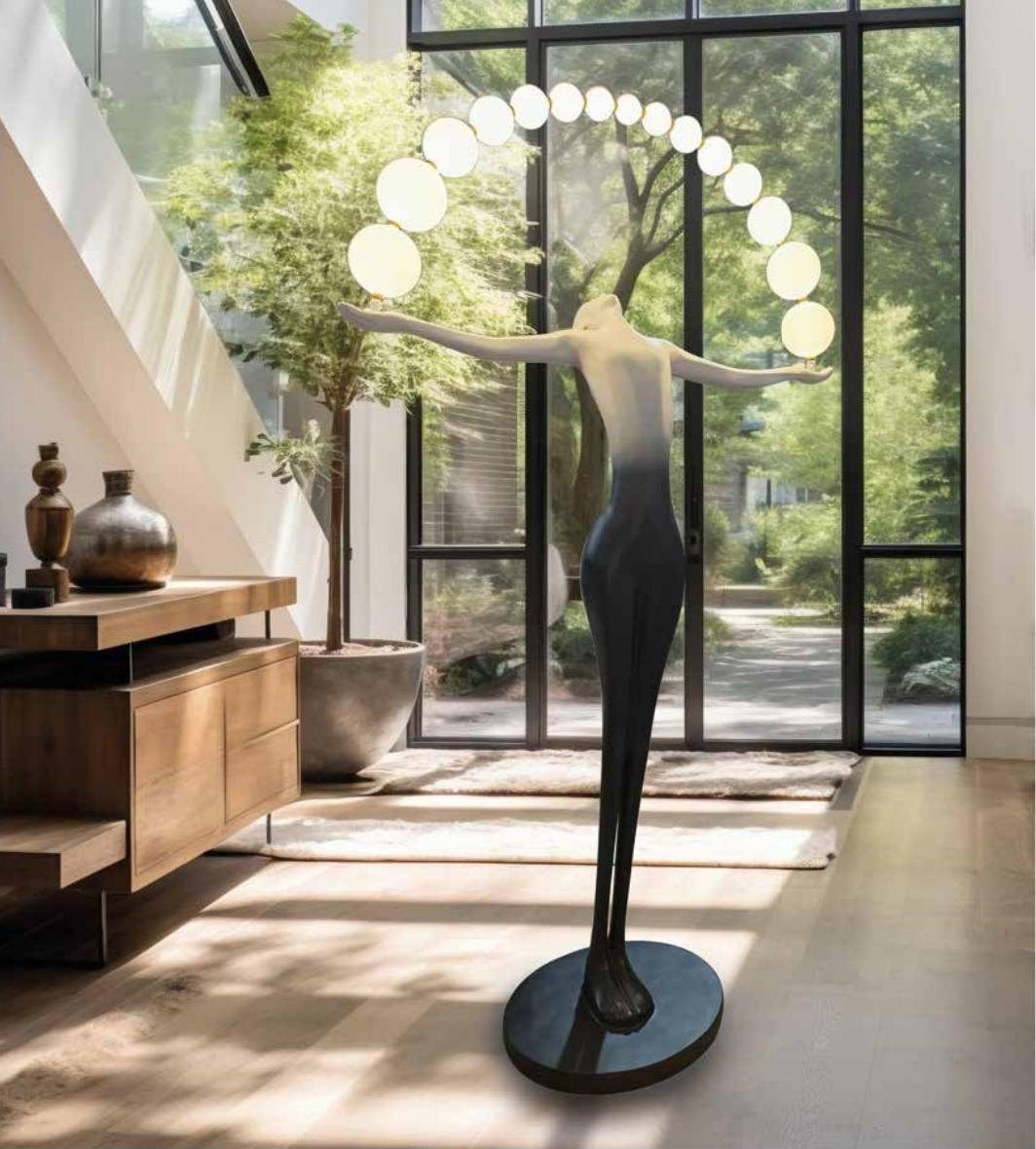 Escultura de mujer con arco de luces LED 230 cm