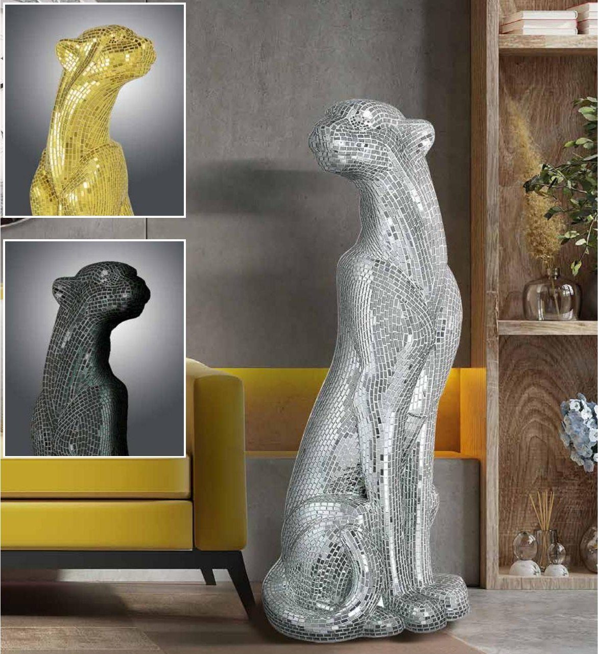 Escultura de leopardo de espejo 150 cm