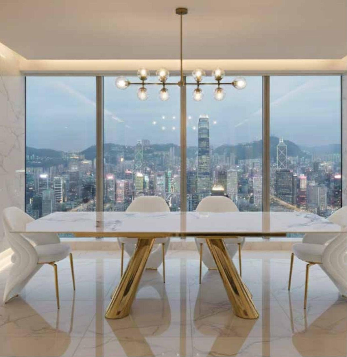 Mesa de comedor extensible efecto mármol gris 160-240 cm
