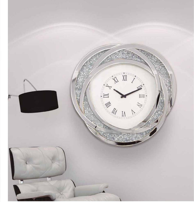 Reloj de pared redondo plateado 58 cm