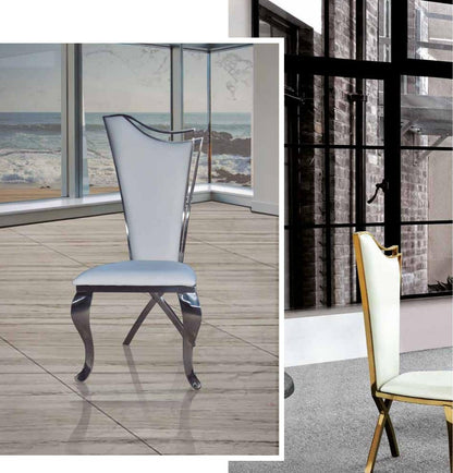 Silla de comedor de terciopelo plata o polipiel blanca
