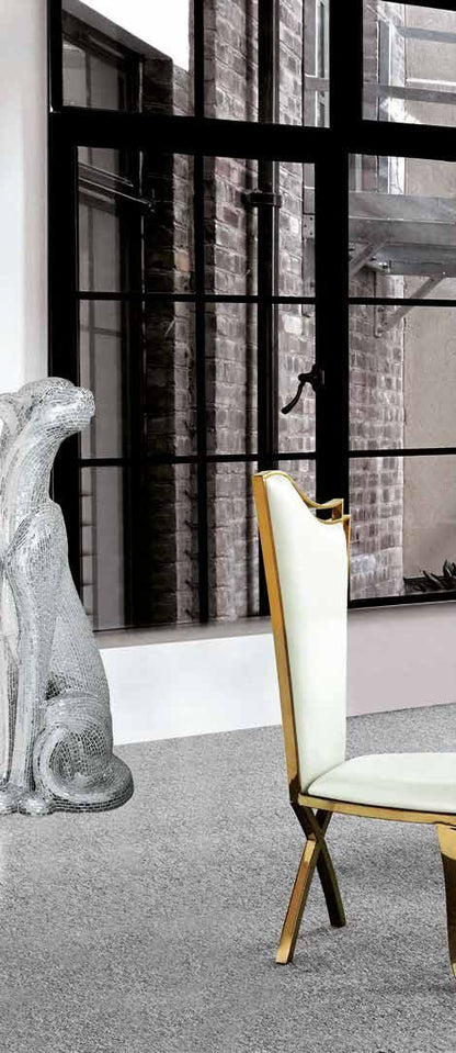 Silla de comedor de terciopelo plata o polipiel blanca