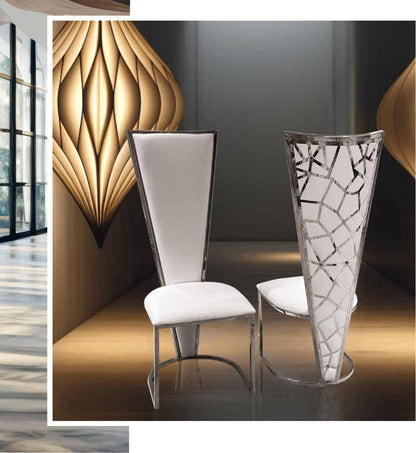 Silla de comedor de respaldo alto blanca, acero oro o plata