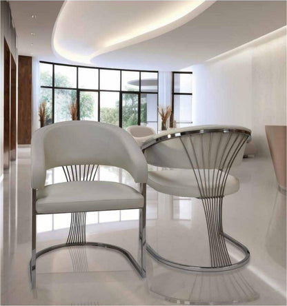 Silla de comedor tapizada de acero inoxidable plata u oro