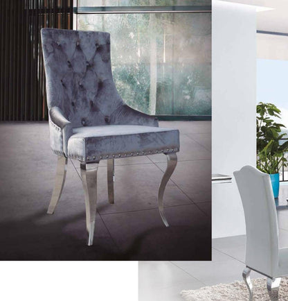 Silla de comedor de terciopelo gris