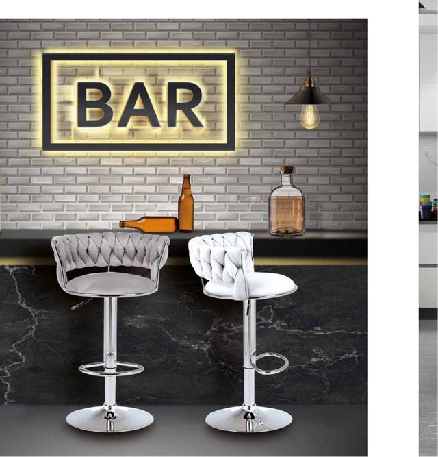 Taburetes de bar altos regulables tapizados (pack de 2)